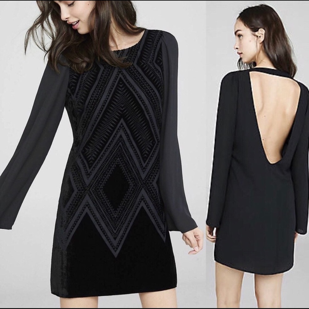 Backless Black Velvet Dress